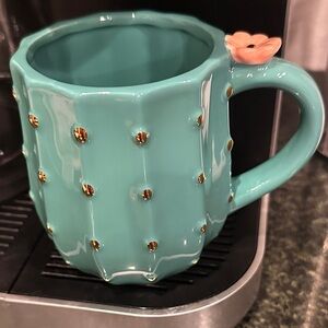 Pinky up Teal Cactus coffee Mug with Flower Accent awesome gift cup